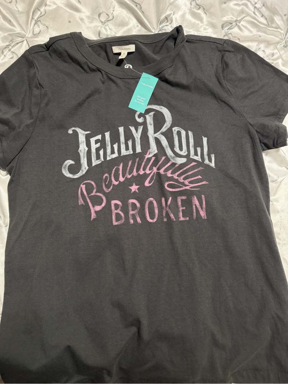 Maurices Black Short-Sleeve Tee with Pink & White Jelly Roll Graphic